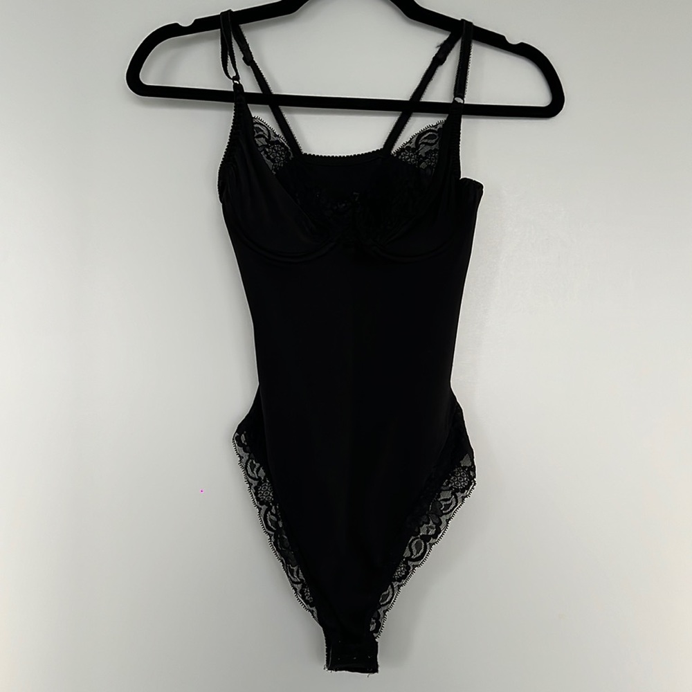Black Sexy Lace Bodysuit - size small